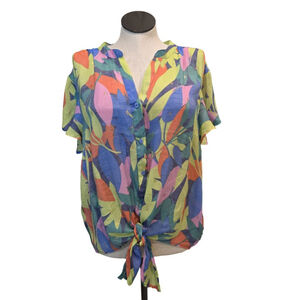 Women's ALEX & PARKER Multicolor Leaf Print Blouse 2X